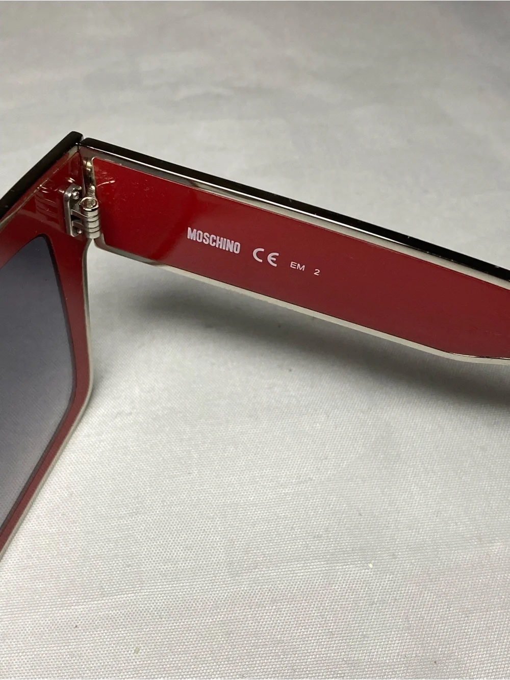 Moschino Red and Black Oversized Square Sunglasses